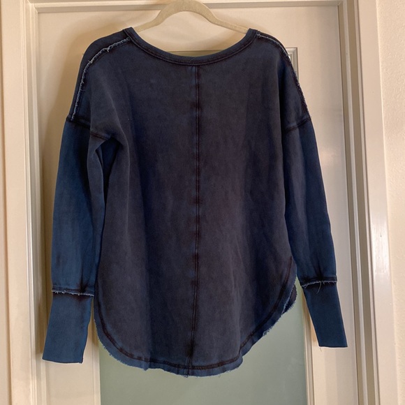 NWOT Free People Denim Colored Sweatshirt - Picture 2 of 6